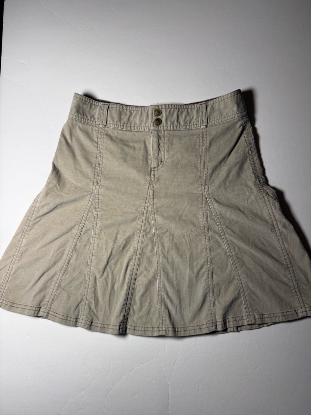 Athleta Khaki Beige A-Line Flared Cotton Skirt Size 8 Estimated